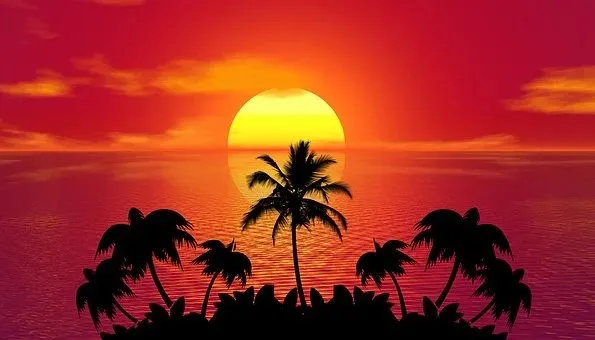 Sunlight travelling from the Sun to Earth